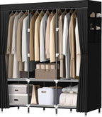 LOKEME Wardrobe Closet,Portable Closet for Bedroom Steel Pipe Diameter 19mm Strong and Sturdy Black Portable Closets for Hang