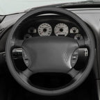 MEWANT Hand Sewn 3D Style Steering Wheel Cover Wrap for Ford Mustang 1994-2004 Steering Wheel Accessories for Ford Mustang 1994-2004