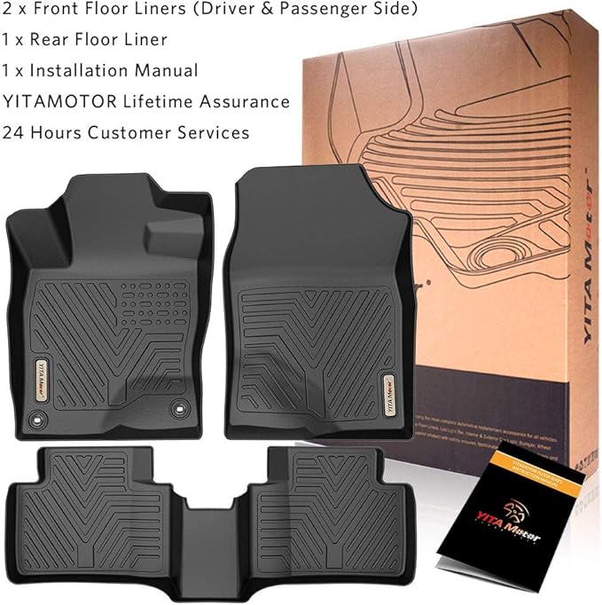 YITAMOTOR Floor Mats Fit for 2016-2021 Honda Civic Coupe/Sedan/Type R, 2017-2021 Honda Civic Hatchback, TPE All-Weather Custom Fit Floor Liners, Durable Anti-Slip Accessories, 1st & 2nd Row, Black