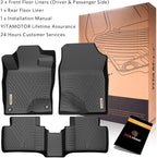 YITAMOTOR Floor Mats Fit for 2016-2021 Honda Civic Coupe/Sedan/Type R, 2017-2021 Honda Civic Hatchback, TPE All-Weather Custom Fit Floor Liners, Durable Anti-Slip Accessories, 1st & 2nd Row, Black
