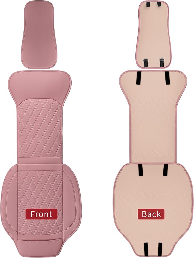 Sanwom Universal Front Leather Car Seat Covers Pink 2 Pcs Luxury Seat Covers, Anti-Slip Waterproof Auto Driver Cushions Fit S