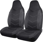 PIC AUTO High Back Front Car Seat Covers - Sports Carbon Fiber Mesh Design Seat Covers, Universal Fit, Airbag Compatible (Bla
