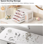 HOOBRO Jewelry Box for Women, Wooden Jewelry Organizer with Transparent Window, 4-Layer Jewelry Organizer Box, Jewelry Holder