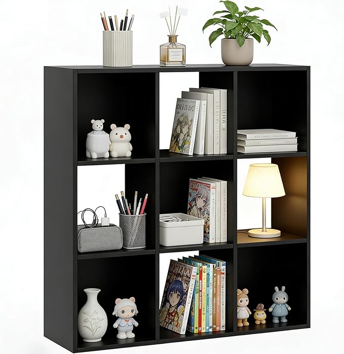 9 Cube Storage Organizer, Reversible Bookcase Shelf, Open Cube Bookshelf, Large Modern Storage for Living Room, Bedroom & Off