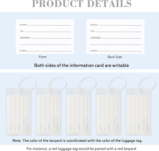 30 Pack Luggage Tags for Suitcases, Airplane Travel Essentials for Flying, International Travel Must Haves, and Luggage Acces