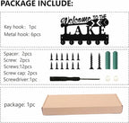 Lake House Key Holder Black Key Holder Wall Mount 11.8 x 7.5 Inch Welcome to The Lake Wooden Keychain Hanger Organizer Rack w