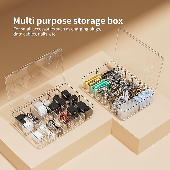 Clear Acrylic Makeup Organizer with Cover - 12 Compartments Cosmetic and Jewelry Organizer for Vanity and Desk Storage
