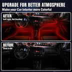 Car Led Lights Interior, Smart APP Control RGB Ambient Lighting Car, 64 Color 28 Modes Voice Activated LED Fiber Optic Strip, 12V USB Powered Car Led Strip Lights