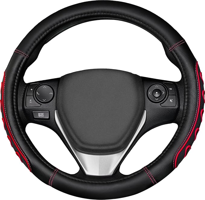 Ventilated Heart-Shaped Steering Wheel Cover with Anti-Slip Leather Grip. Compatible with Ford, Toyota, Honda, Nissan, and Ch