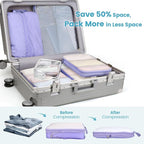 Cambond Mesh Compression Packing Cubes - 6 Piece Expandable See Through Packing Cubes for travel with Shoe and Makeup Bag, Tr
