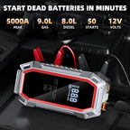 Jump Starter with Air Compressor, 5000A Peak Car Battery Jump Starter(9.0 Gas/8.0L Diesel), 160PSI 12V Jump Box Car Battery