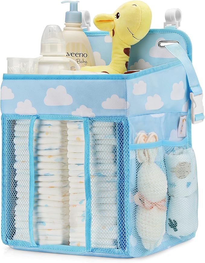 Maliton Hanging Diaper Organizer - Diaper Stacker for Changing Table, Crib, Playard or Wall & Nursery Organization Baby Showe