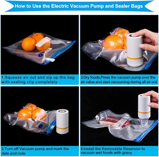 42 PCS Sous Vide Vacuum Sealer Set - 30 Reusable Bags, 5 Clips and Sealing Clips for Anova, Joule Cookers