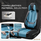 Coverado Seat Covers Full Set, Seat Covers for Cars, 5 Seats Waterproof Nappa Leather Car Seat Covers with Head Pillow, Seat 