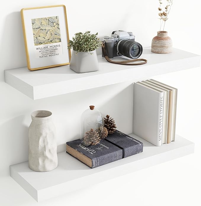 30 Inch Floating Shelves for Wall, 8 Inch Deep Floating Shelf for Storage & Display, Rustic Wall Mounted Shelf with Invisible