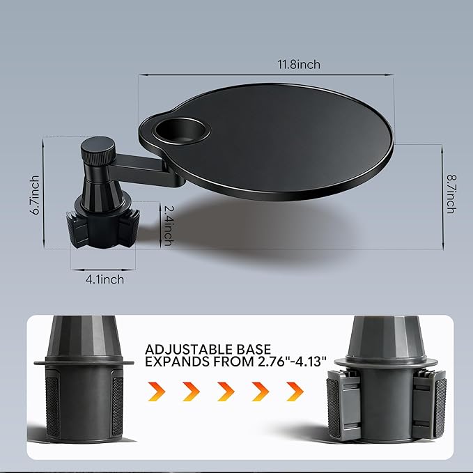 Car Tray & Desk for Laptop, Dual 360° Rotating, Anti-Slip Leather Surface, Steering Wheel Tray, Car Accessories- Compatible with Tesla Model Y/3/S, Ford F150/Explorer/Most Vehicles