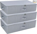 Pack of 3, Folding Under the Bed Storage Bins with Lids, Clothes, Shoes, Blanket, Bedding Closet Organizer Containers, Bedroo