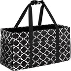 GhvyenntteS Extra Large Utility Tote Bag - Stand Up Utility Tote with Metal Wire Frame & Hard Bottom Board, Reusable Grocery Bags With Handles for Storage, Picnics, Beach, Pool, Laundry, Car, Camping