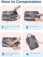 BAGSMART Compression Packing Cubes for Travel, Compressible Luggage Organizer for Cruise Ship, Lightweight Travel Essentials 