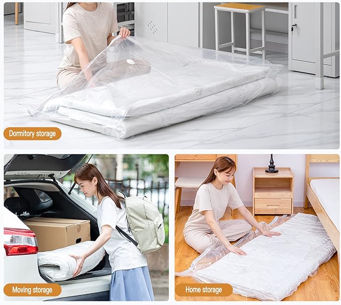 2 PCS Mattress Vacuum Bag, 86.7x39.4 inches Space Saver vacuum Storage Bags,Oversized Vacuum bags, MattressBag Vacuum Sealer 