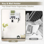Key Holder for Wall, Mail Organizer Wall Mount with Storage Compartment and 5 key Hooks for Coat, Dog Leash, Stylish Mesh Mai