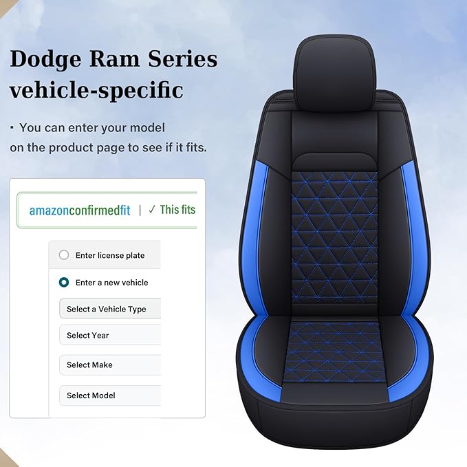 Coverado Front Seat Covers, Waterproof Front Car Seat Covers for Truck Compatible with 2002-2026 Dodge Ram 1500 2500 3500 Cre
