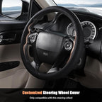 Aimato Customized Steering Wheel Cover for Honda Accord 2013-2017/Pilot 2016-2018/Crosstour 2013-2015, Thin,Anti-Slip,Scratch-Resistant Exclusive Car Accessory for Honda, Black