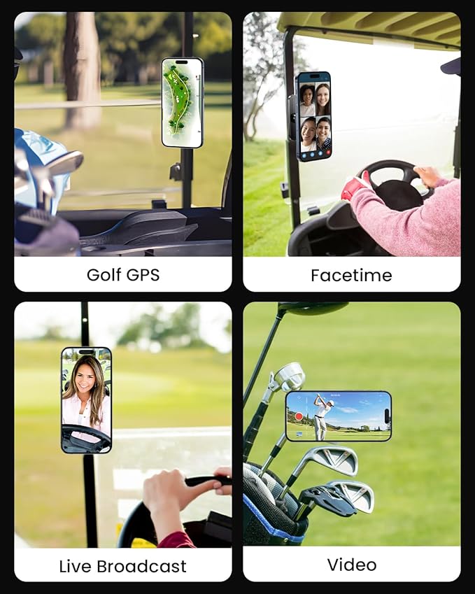 Miracase Magnetic Golf Cart, Gym Phone Holder, Strong Magnet Phone Mount Compatible with iPhone, Google Pixel Any Smartphone, Golf Cart Accessories Phone Caddy Gift for Friends