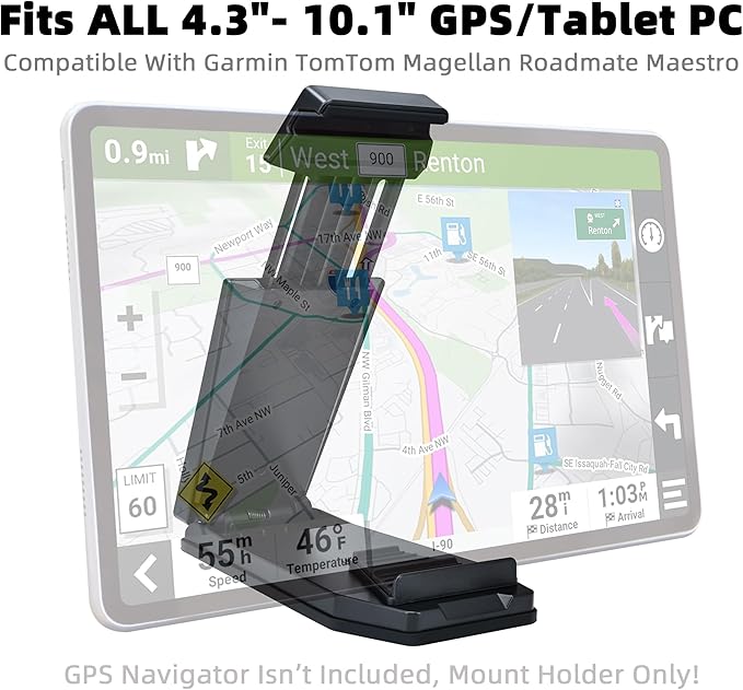 Mini Dashboard GPS Mount Holder Phone Tablet PC Navigation Holder for Garmin Nuvi Tomtom iPhone iPad Galaxy Yoga Android Fits 4.3"-10.1" GPS & Smartphone Friction Clamp Mount (Red)