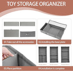2-Pack Under Bed Toy Storage Boxes, Grey Toy Organizer with Clear PVC Lid, Foldable Under Couch Storage Bins (31.8×16×5.9in),
