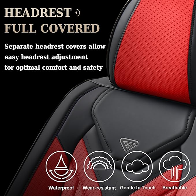 Coverado Car Seat Covers Full Set, Automotive Seat Covers Car Seat Protector Car Seat Cushion, Waterproof Leather Seat Covers