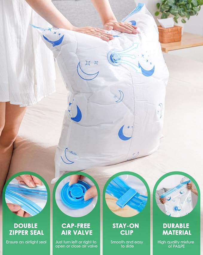 Travel Compression Bags, 25 Pack Vacuum Storage Bags with 1500mAh Rechargeable Battery, Vacuum Seal Bag for Space Saving Clot