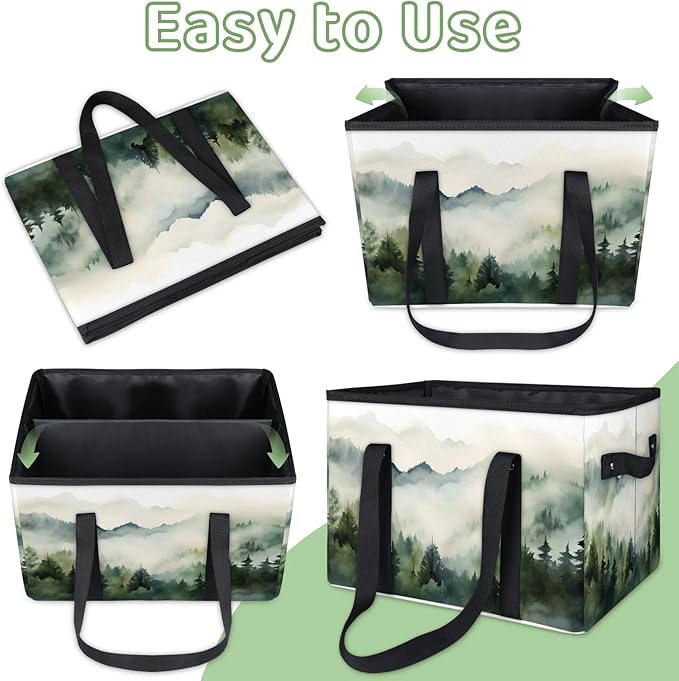Reusable Grocery Bags Heavy Duty Shopping Bags Foldable Large Tote Bags with Long Handles & Hard Bottom