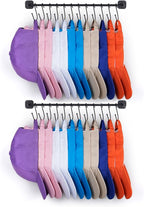 Hat Rack for Wall 24 Baseball Caps, 2 Pack Modern Metal Hat Organizer with 24 Hooks Hat Holder Wall-Mounted Storage Display f