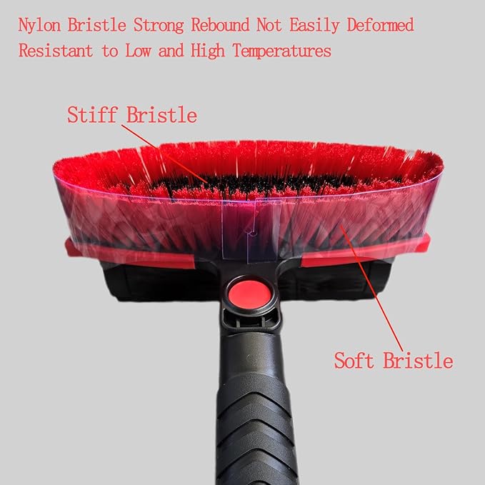 42" Extendable Snow Brush & Ice Scraper for Car Windshield, Heavy Duty 180° Pivoting Black Cleaning Broom for Auto SUV Truck, Detachable Snow Removal Tool with Telescoping Aluminum Rod