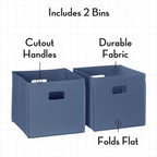 RiverRidge Kids 2pc Fabric Collapsible Storage Cube Organizers with Handles for Playroom Organization - Slate Blue