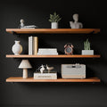 Industrial Pipe Wall Wood Shelves,Real Wooden Shelves 55" in Special Brown Color with 1.2" Extra Thickness, Modern Floating S
