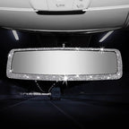 Bling Rhinestone Car Rear View Mirror - Crystal Diamond Decor for Women - Stylish Automotive Interior Accessory (Silver)
