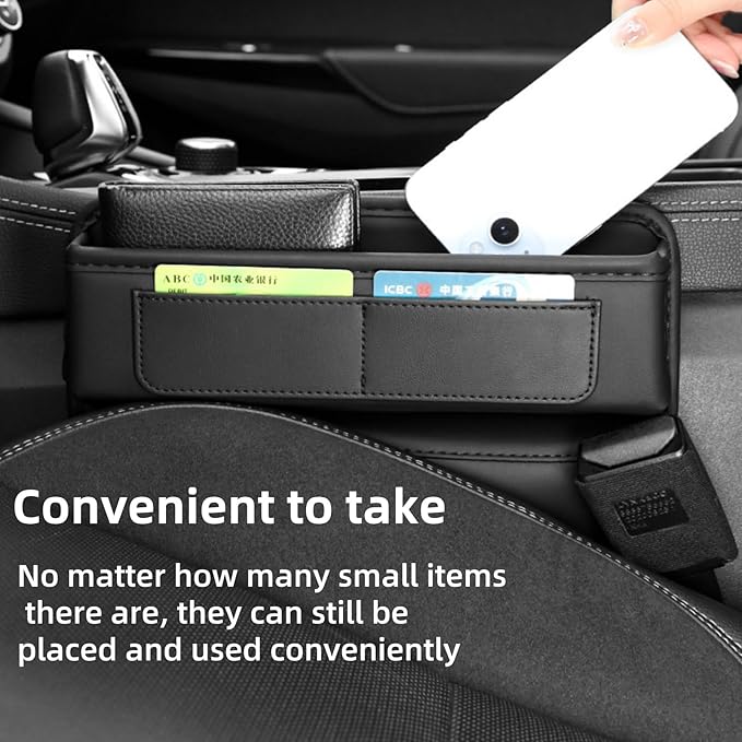 2 Pack Premium Car Seat Gap Filler Organizer - Universal Storage Box with Card Slots for Phones/Keys/Glasses, Fits Cars, SUVs & Trucks (Orange)