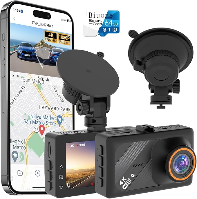 4K Dash Cam Front and Rear Camera with AI(ADAS), Dash Camera for Cars Built-in 5.8G WiFi GPS, 3.2" IPS Screen Dash Cam with 2