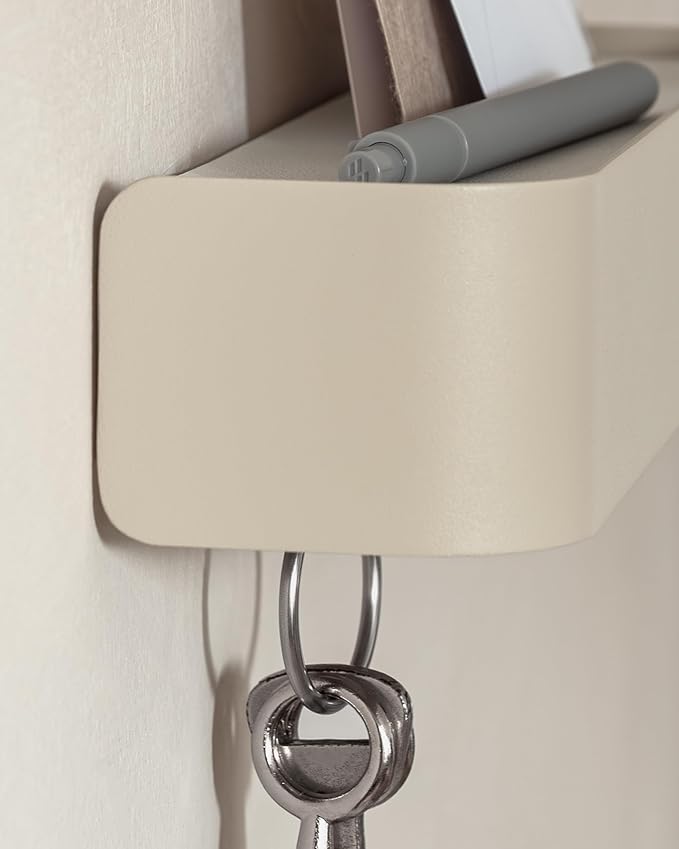 Kazai. Key Holder for Wall 'Tone' | Minimalist Key Hooks Design from Berlin | Modern Key Hanger with Metal Shelf | Key Hook W