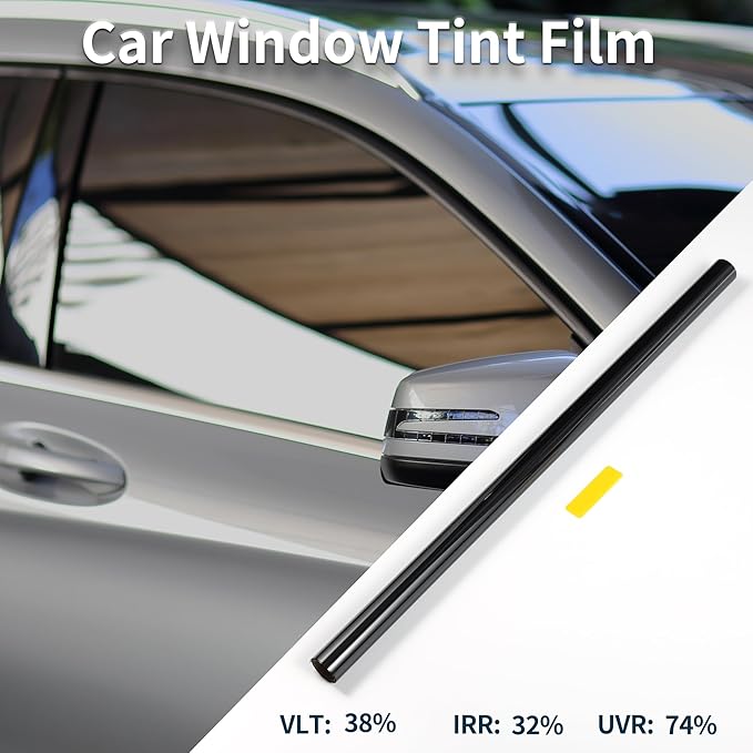 Carbon 1 PLY Car Window Tint Film VLT 38% IRR 32% UVR 74% Light Black 14.76 ft x 29.92 Inch Privacy Film 1mil PET 1 Pc