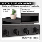 Key and Mail Holder Wall Mount, Key Hanger with Long Storage Box and 6 Hooks for Coat, Dog Leash, Home Decor Rack, House Acce