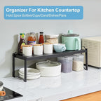 4 Pack Kitchen Cabinet Shelves Organizers, Kitchen Counter Storage Shelf Spice Rack, Expandable Length, Adjustable Height, St
