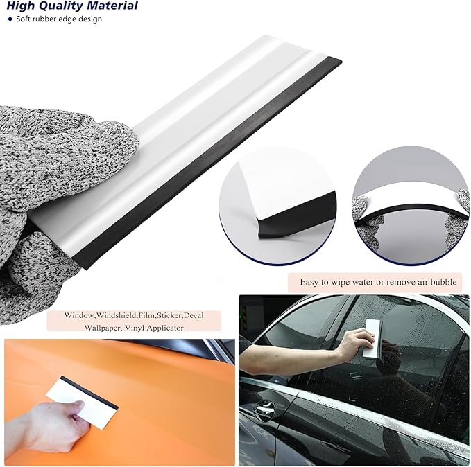 EHDIS Vinyl Wrap Tool Window Tint Kit 7 Pieces Vehicle Tinting Tools Car Glass Protective Film Wrapping Installation Set Included Vinyl Scraper, Window Rubber Squeegee,Cutting Knife with Blades