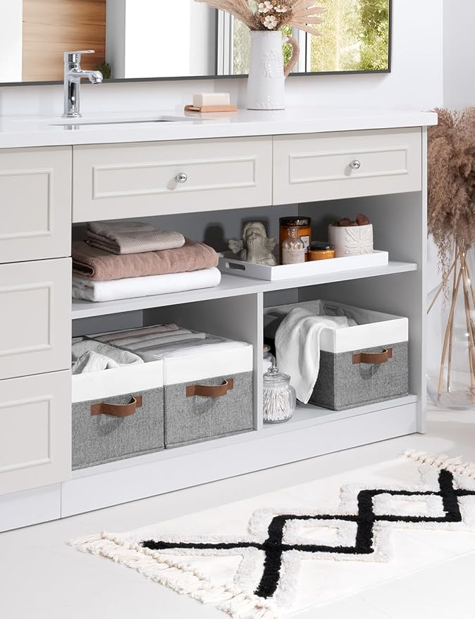 StorageWorks Fabric Shelf Baskets, Closet Organizers and Storage Basket, Foldable Storage Bins for Shelves, Clothes Storage B