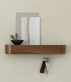 Kazai. Key Holder 'Toke' | Minimalist Key Hook Design from Berlin | Modern Key Holder Wall Mount with Wooden Shelf | Key Rack