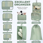 BAGAIL 9 Set Packing Cubes with Packing List Luggage Packing Organizers for Travel Accessories (Matcha Green)