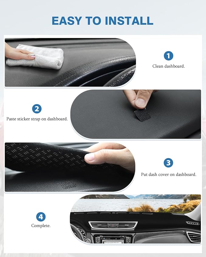 FIILINES Dash Cover for Nissan Rogue 2014-2020, Dashboard Mat Cover Rogue Accessories Sunshade Nonslip Mesh Protector No Glar