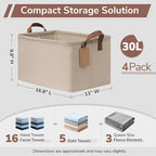CHICVITA 4 Pack Large Storage Baskets for Shelves, Collapsible Towels Organizer Bins with Metal Frame, Closet Organizers and 